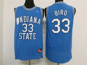 Maillot De Basket NCAA Indiana State University Larry Joe Bird 33 Engrener Bleu